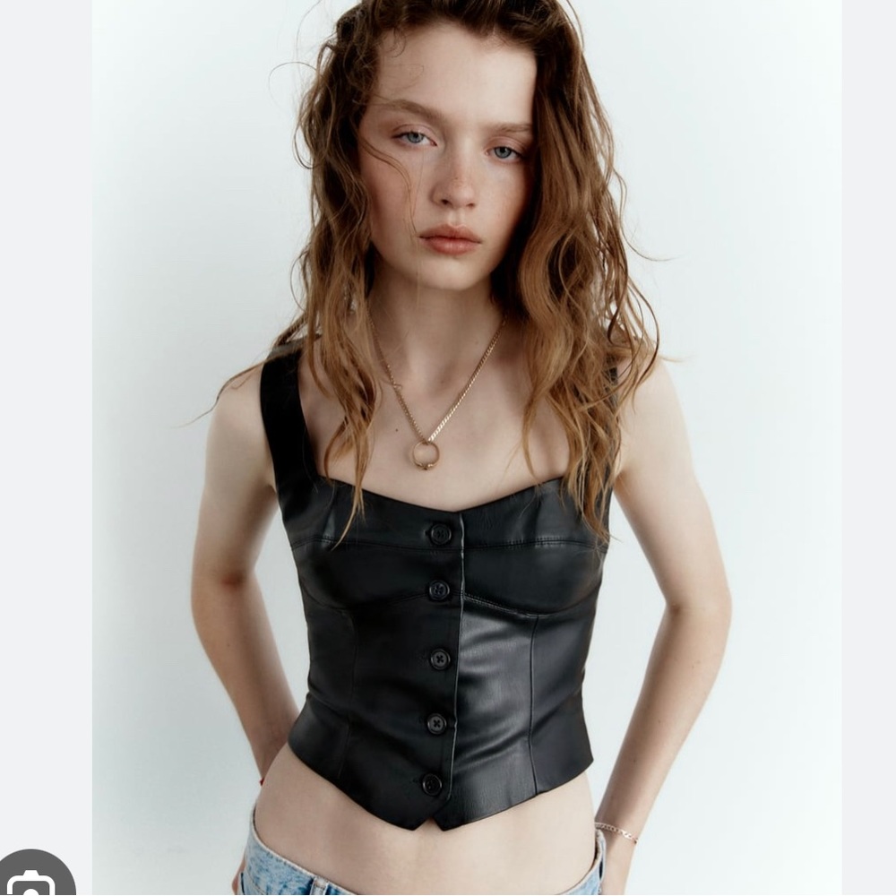 Zara Black Leather Corset